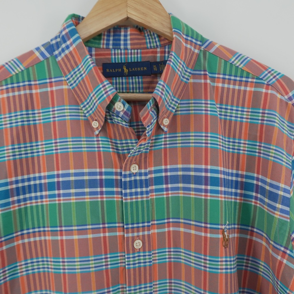 Ralph Lauren Button Down Shirt Mens XL Multicolor Plaid Long Sleeve Cotton
